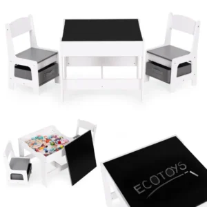 Ecotoys gyerekasztal székekkel és krétatáblával