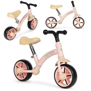 Ecotoys gyermek egyensúly bicikli, rózsaszín, állítható ülés, eva kerekek