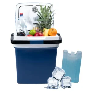 Kék utazó hűtő 29l - hűtés és fűtés, ac/dc/usb, eco mód