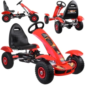 Piros gokart gyerekeknek 50kg-ig felfújható kerekekkel