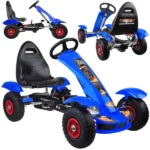 Kék gokart gyerekeknek 50kg-ig felfújható kerekekkel