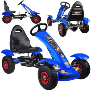 Kék gokart gyerekeknek 50kg-ig felfújható kerekekkel