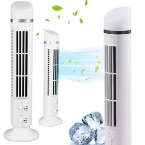 USB-s lapát nélküli oszlop ventilátor LED lámpával, 38 cm, 2 sebesség, fehér