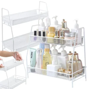 Loft kétszintes fűszertartó fehér kosár