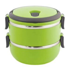 Zöld 1,4 l ételtermosz lunchbox, rozsdamentes acél betéttel, kétrekeszes