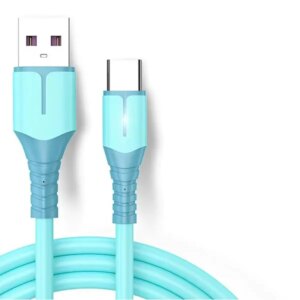 USB-C adat- és töltőkábel 2 m, LED jelzőfény, 2.1 A QC, kék