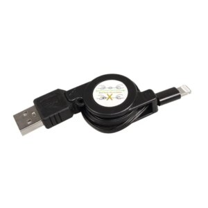 Fekete iphone lightning 8pin visszahúzható kábel 0,75m