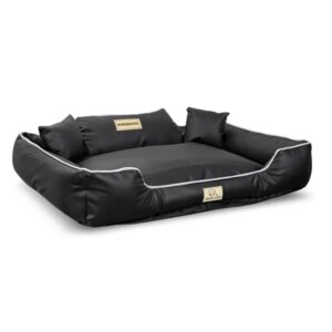 Elegáns fekete ökobőr fekhely xl 115x95cm