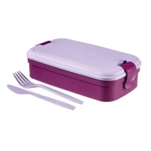 Lila ételdoboz evőeszközökkel - curver lunch&go