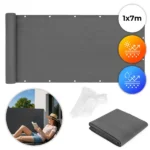 Erkély takaró háló szerelőkészlettel, 100x700 cm, szürke HDPE