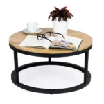 60 cm-es kerek loft dohányzóasztal fém vázzal, laminált forgácslap