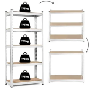 Polcrendszer 205x120x45 cm, horganyzott acél, 5 polc, 875 kg teherbírás
