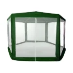 Kerti pavilon 2×2×2 m, szúnyogháló, vízálló PE, zöld, fém váz
