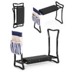 Összecsukható 2 az 1-ben kerti térdeplő-ülőke acél vázzal, kék