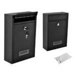 S6237 fekete, galvanizált acél postaláda újságtartóval 32×22×9 cm