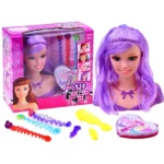 Gyermek fodrász gyakorló babafej kiegészítőkkel, 21×19 cm