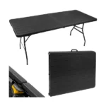 Összecsukható fekete kerti asztal HDPE lappal, 180×74 cm