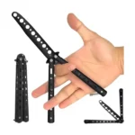Fekete, tompa pengéjű alumínium balisong edzőkés, 22 cm