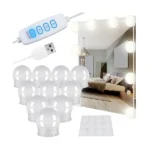USB-s LED sminktükör fényfüzér, 10 gömb, 30 mód, 4,5 m kábel