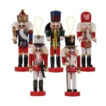 5 darabos felfüggeszthető fa diótörő figura szett, 13 cm, többszínű