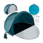 Pop-up strandsátor cipzáras, 3 fős, 200×120×110 cm, kék-fehér