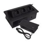 Süllyesztett hármas pultkonnektor, fekete, 230 V, 3300 W, 1,9 m kábel