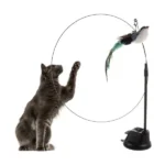 Macskajáték horgászbot tapadókoronggal, madár és csengő, 95 cm
