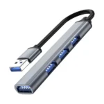 4 portos USB 3.0/2.0 alumínium hub, szürke, 14 cm kábel, plug & play