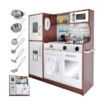 Kruzzel XL fa játékkonyha LED fénnyel, hanggal, 17 részes, 80×80 cm