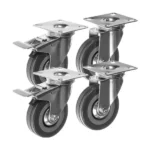 Forgó ipari kerekek fékkel, 4 db, 75 mm, 220 kg teherbírás