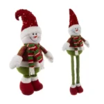 Teleszkópos karácsonyi hóember figura 60-95 cm, fehér–piros