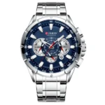 Curren 8363 férfi kronográf karóra 42 mm, kék számlap, ezüst szíj