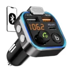 Bluetooth 5.0 FM transmitter autós töltővel, 2×USB QC3.1 + USB-C, 12/24 V