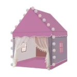 Rózsaszín gyereksátor LED fényfüzérrel, ablakokkal, 130×100×115 cm