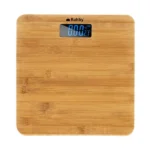 Bambusz LCD fürdőszobai mérleg, 28×28 cm, 180 kg, automatikus kikapcsolás