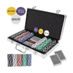 300 darabos pókerkészlet alumínium hordtáskában, fémmagos zsetonok