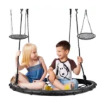 Fészekhinta, 100 cm ülőfelület, 150 kg teherbírás, állítható kötél, fekete