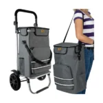 Összecsukható bevásárlókocsi, 40 l, 30 kg teherbírás, szürke