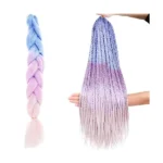 Szintetikus ombre hajfonat csillámos szálakkal, 60 cm, navy-lila-rózsaszín