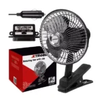 Xtrobb autós forgóventilátor csipesszel, 12 V, 2 sebesség, fekete 26×15×18 cm