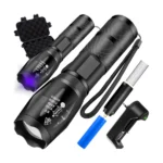 2 az 1-ben XPE UV LED elemlámpa, fehér+UV fény, zoom, alumínium, 300 m