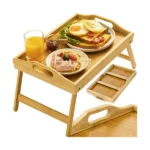 Összecsukható XL bambusz reggeliző- és laptopasztal ágyba, 50×30 cm