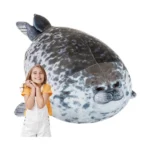 Szürke fóka plüss párna 60 cm – puha, mosható, gyermekbarát