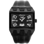 Albatross fekete férfi karóra, bőr szíj, 42 mm WR30