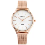 Perfect F367-06 női karóra, rózsaarany fém szíj, 36 mm, ezüst számlap