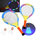 LED világító tollaslabda ütő szett, 2 db ütő + 2 labda, 56,5 cm