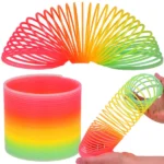 Szivárványos műanyag rugó játék 7,5 cm – antistressz gyerekeknek