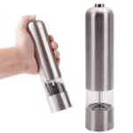 Elektromos INOX bors- és sóőrlő LED fényjelzéssel, 22 cm