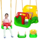 Gyerek 3 az 1-ben beltéri-kültéri hinta biztonsági övvel, 40 kg, zöld