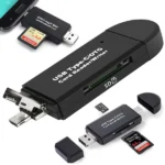 3 az 1-ben USB-A/USB-C/micro USB kártyaolvasó SD/microSD-hez, 128 GB, fekete